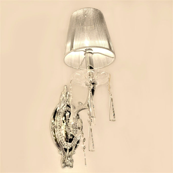 Orleans Polished Chrome Clear Crystal 1 Light Wall Sconce - Wall Sconces
