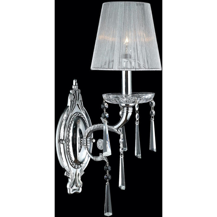 Orleans Polished Chrome Clear Crystal 1 Light Wall Sconce - Wall Sconces
