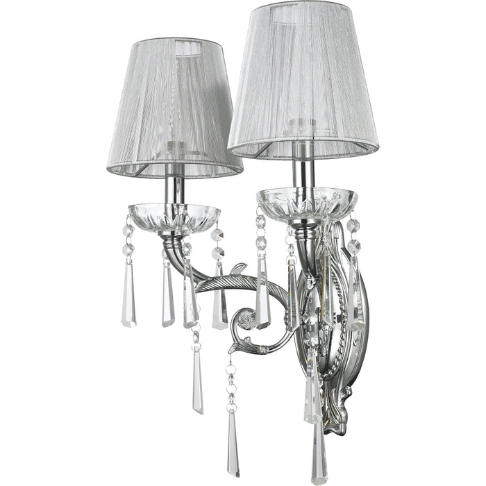 Orleans Polished Chrome Clear Crystal 2 Light Wall Sconce - Wall Sconces