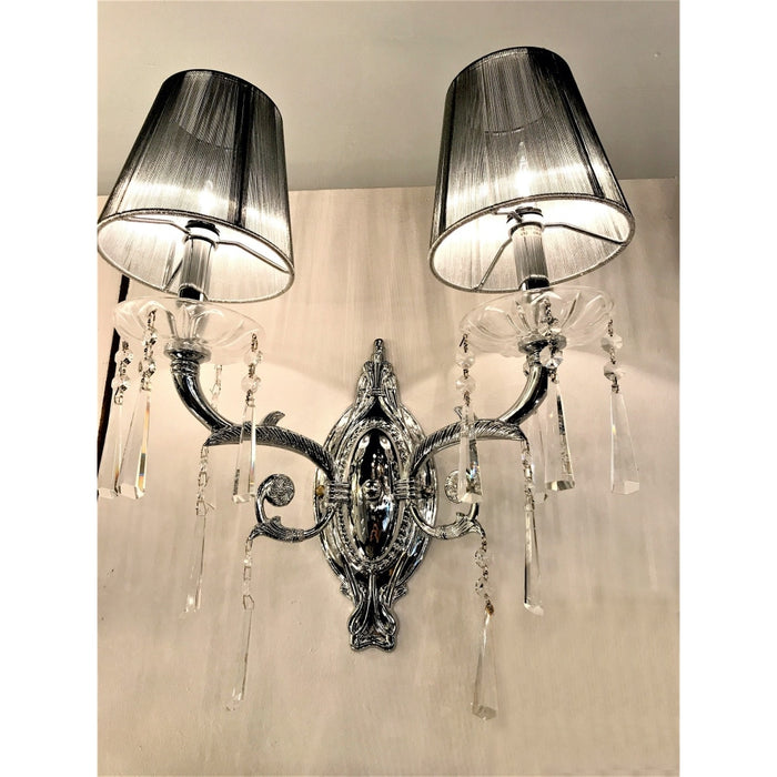 Orleans Polished Chrome Clear Crystal 2 Light Wall Sconce - Wall Sconces