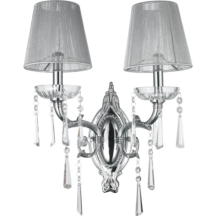Orleans Polished Chrome Clear Crystal 2 Light Wall Sconce - Wall Sconces