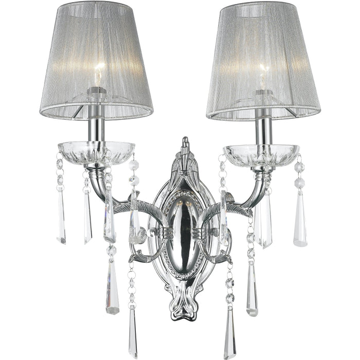 Orleans Polished Chrome Clear Crystal 2 Light Wall Sconce - Wall Sconces