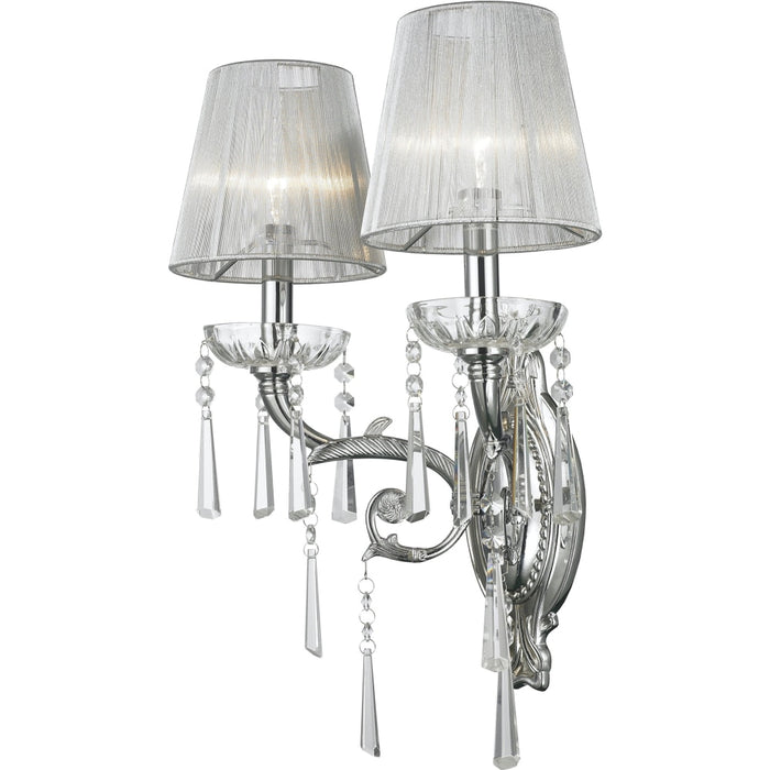 Orleans Polished Chrome Clear Crystal 2 Light Wall Sconce - Wall Sconces