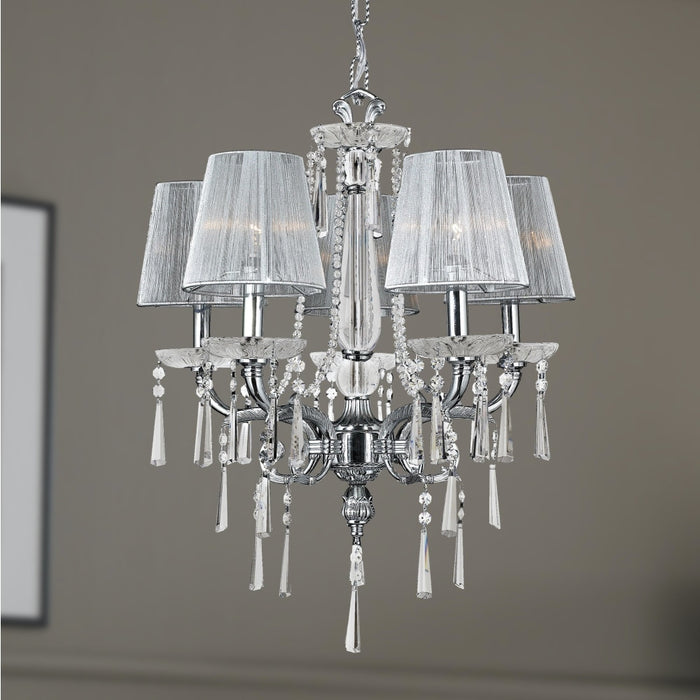 Orleans Polished Chrome Clear Crystal 4 Light Chandelier - Chandeliers