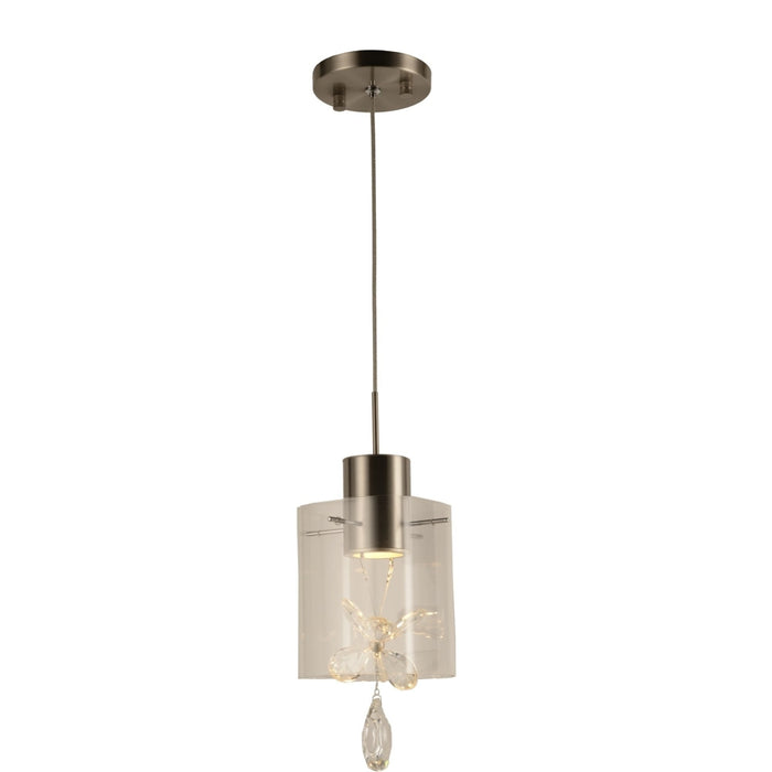 Papillon Matte Nickel Clear Glass 1 Light LED Pendant - Pendants