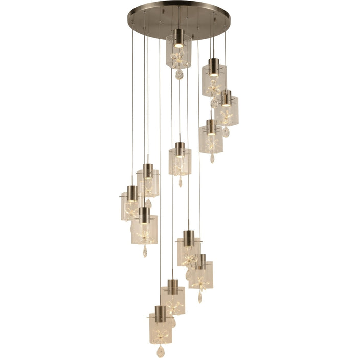 Papillon Matte Nickel Clear Glass 12 Light LED Pendant - Pendants