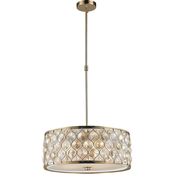 Paris Champagne Gold Clear Golden Teak Crystal 1 Light Pendant - Pendants