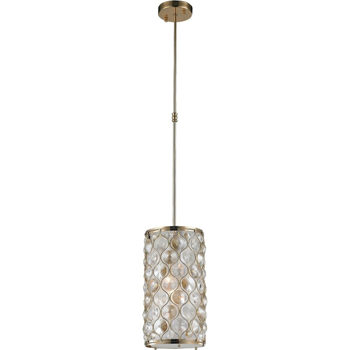 Paris Champagne Gold Clear Golden Teak Crystal 1 Light Pendant - Pendants