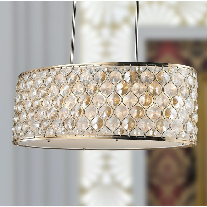 Paris Champagne Gold Clear Golden Teak Crystal 1 Light Pendant - Pendants