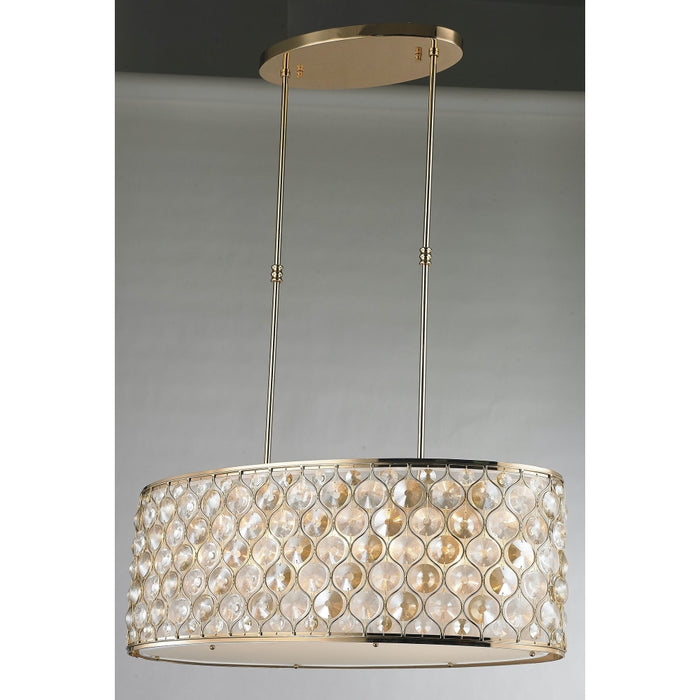 Paris Champagne Gold Clear Golden Teak Crystal 1 Light Pendant - Pendants