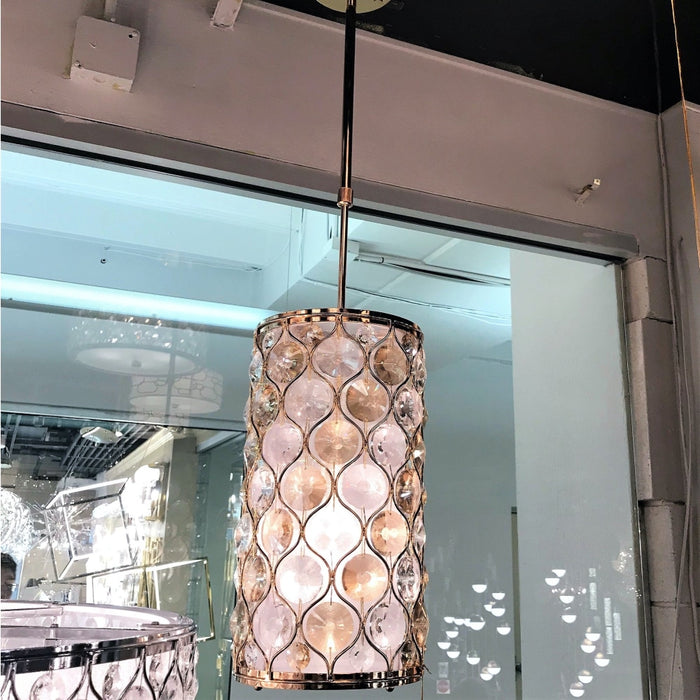 Paris Champagne Gold Clear Golden Teak Crystal 1 Light Pendant - Pendants