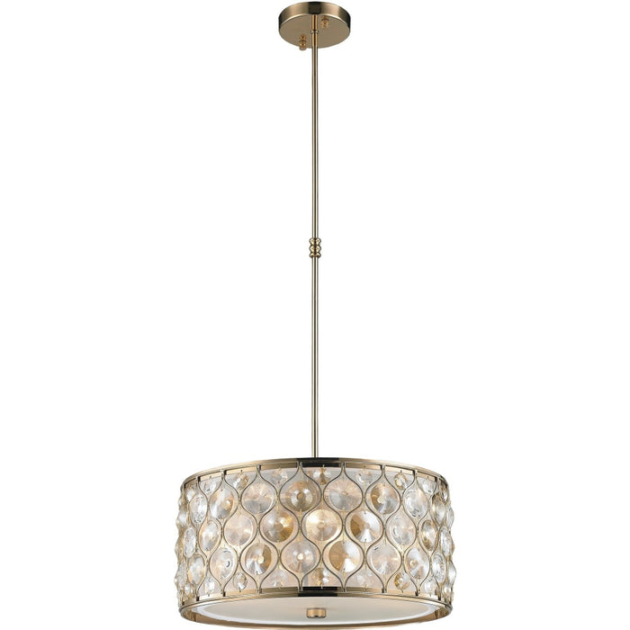 Paris Champagne Gold Clear Golden Teak Crystal 1 Light Pendant - Pendants
