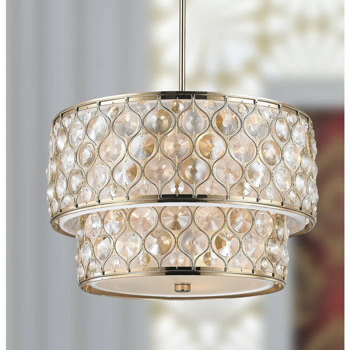 Paris Champagne Gold Clear Golden Teak Crystal 12 Light Pendant - Pendants