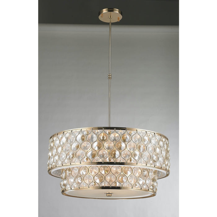 Paris Champagne Gold Clear Golden Teak Crystal 12 Light Pendant - Pendants