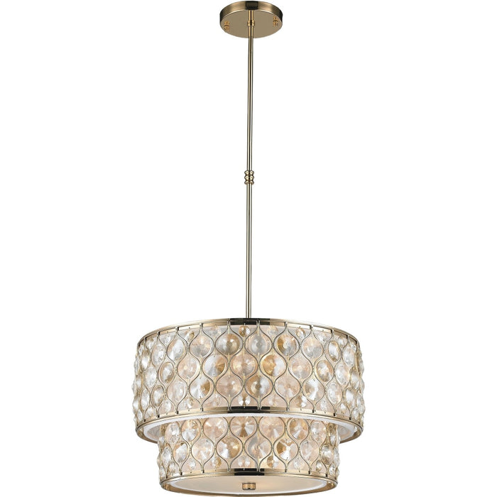 Paris Champagne Gold Clear Golden Teak Crystal 12 Light Pendant - Pendants