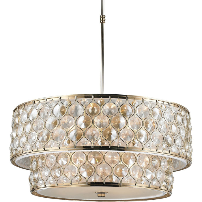 Paris Champagne Gold Clear Golden Teak Crystal 12 Light Pendant - Pendants