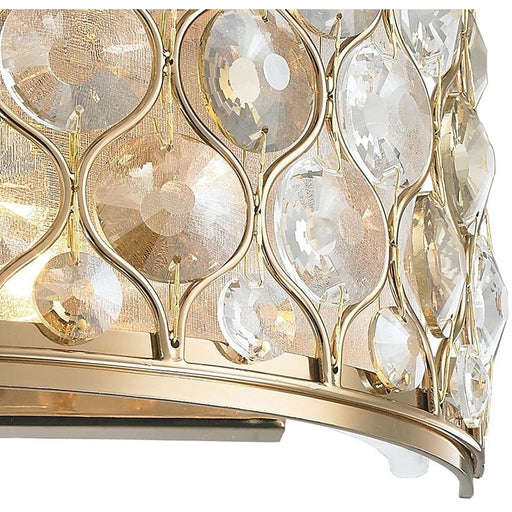 Paris Champagne Gold Clear Golden Teak Crystal 2 Light Wall Sconce - Wall Sconces