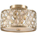 Paris Champagne Gold Clear Golden Teak Crystal 3 Light Flushmount - Flushmounts