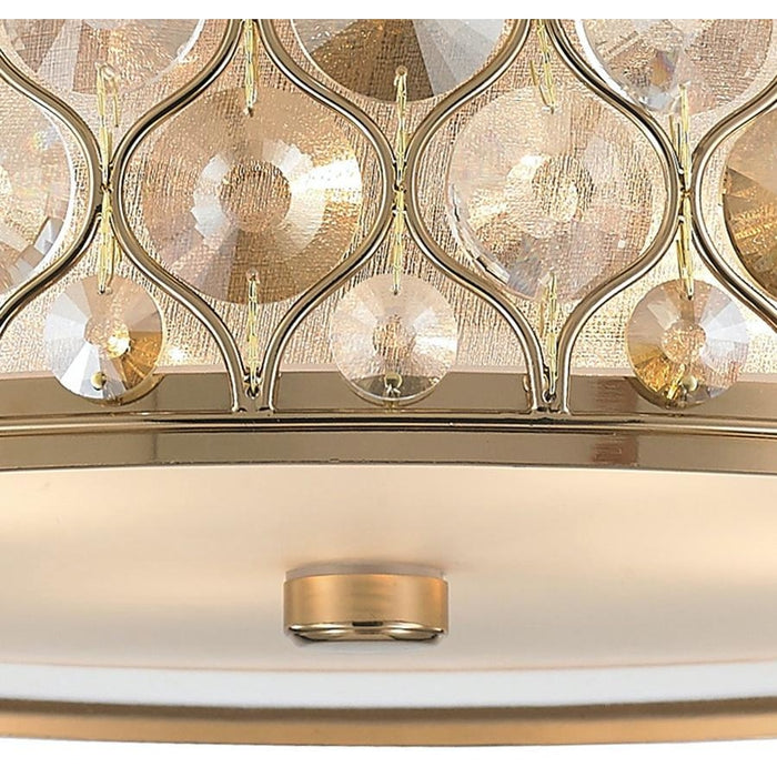 Paris Champagne Gold Clear Golden Teak Crystal 4 Light Flushmount - Flushmounts