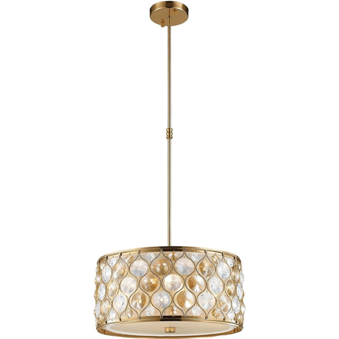 Paris Matte Gold Clear Golden Teak Crystal 1 Light Pendant - Pendants