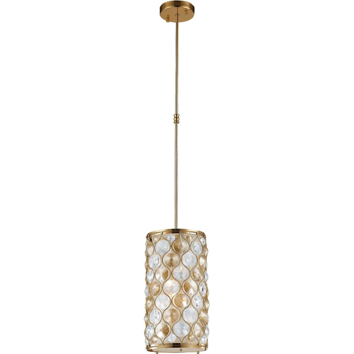Paris Matte Gold Clear Golden Teak Crystal 1 Light Pendant - Pendants