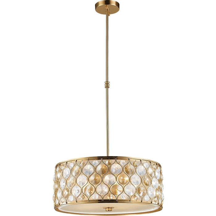 Paris Matte Gold Clear Golden Teak Crystal 1 Light Pendant - Pendants