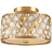 Paris Matte Gold Clear Golden Teak Crystal 3 Light Flushmount - Flushmounts