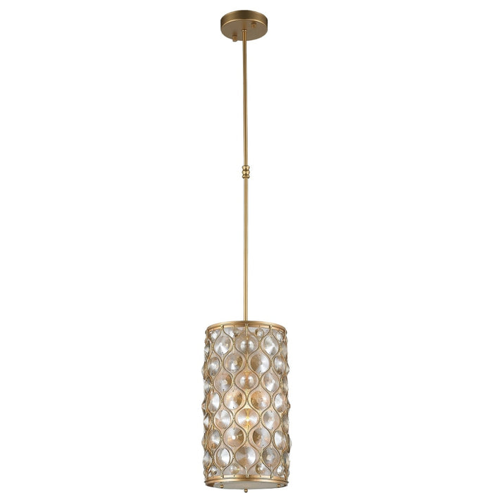 Paris Matte Gold Golden Teak Crystal 1 Light Pendant - Pendants