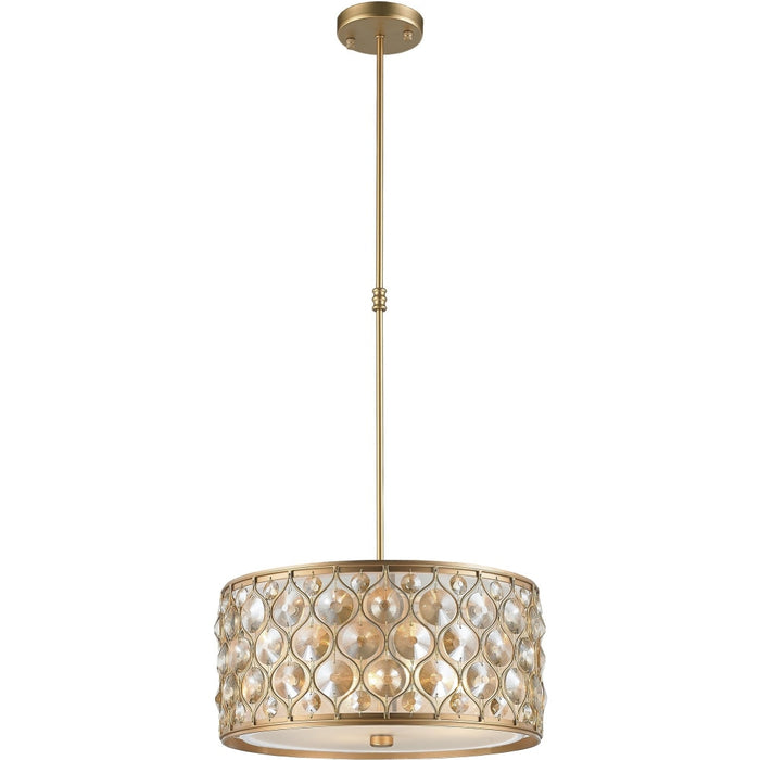 Paris Matte Gold Golden Teak Crystal 1 Light Pendant - Pendants