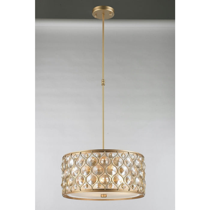 Paris Matte Gold Golden Teak Crystal 1 Light Pendant - Pendants
