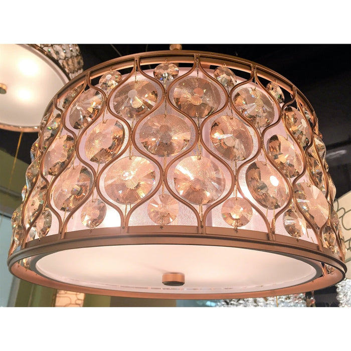 Paris Matte Gold Golden Teak Crystal 1 Light Pendant - Pendants