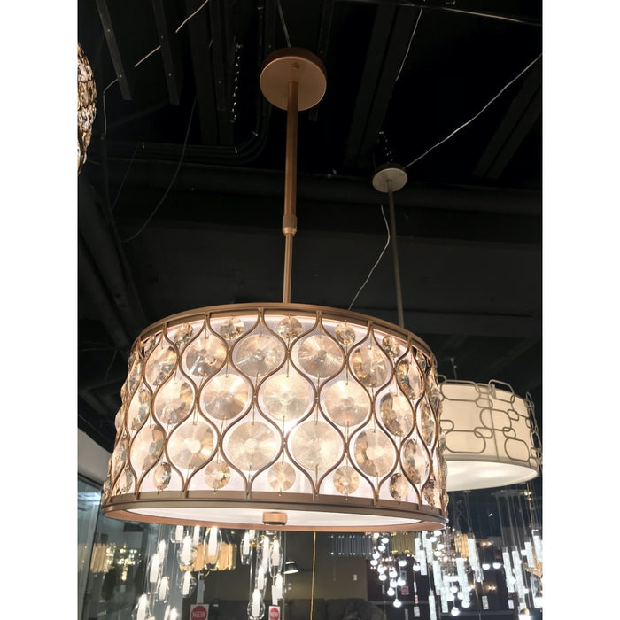Paris Matte Gold Golden Teak Crystal 1 Light Pendant - Pendants