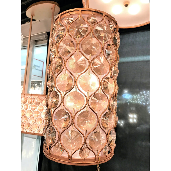 Paris Matte Gold Golden Teak Crystal 1 Light Pendant - Pendants