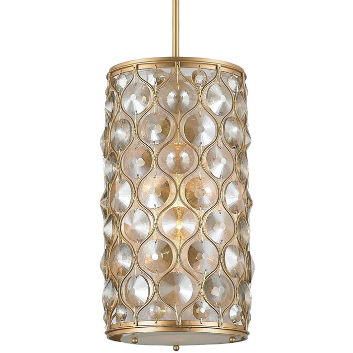 Paris Matte Gold Golden Teak Crystal 1 Light Pendant - Pendants