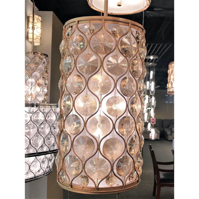 Paris Matte Gold Golden Teak Crystal 1 Light Pendant - Pendants