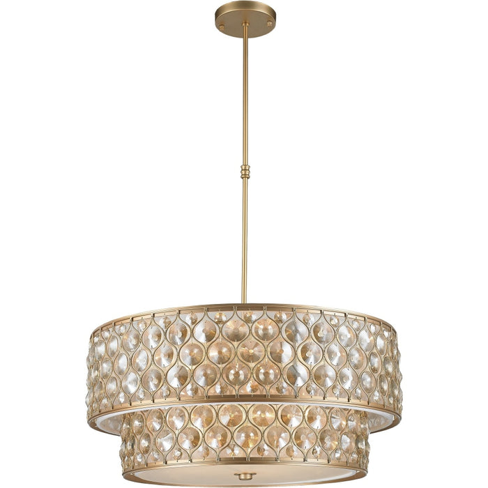 Paris Matte Gold Golden Teak Crystal 12 Light Pendant - Pendants