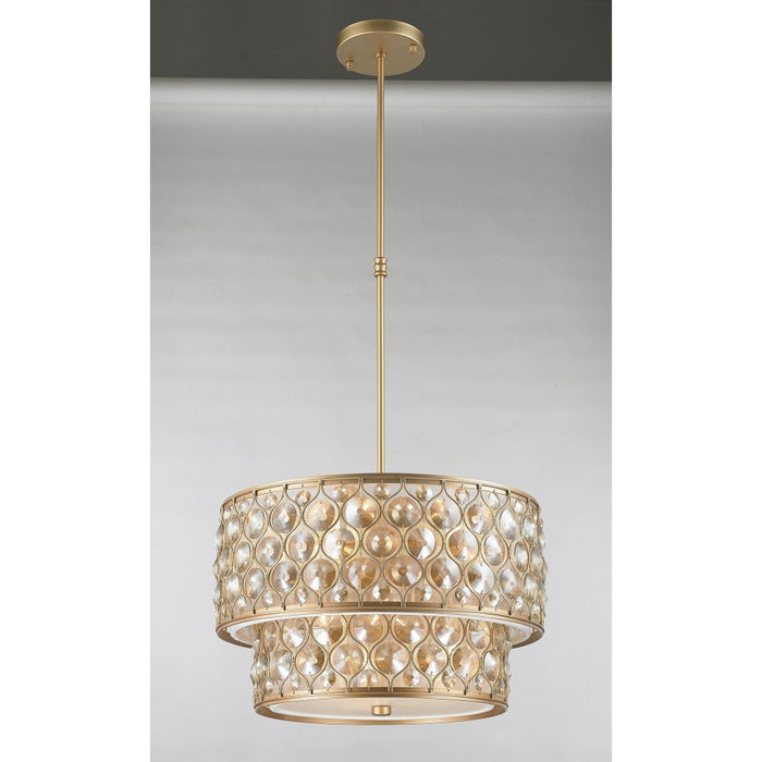 Paris Matte Gold Golden Teak Crystal 12 Light Pendant - Pendants
