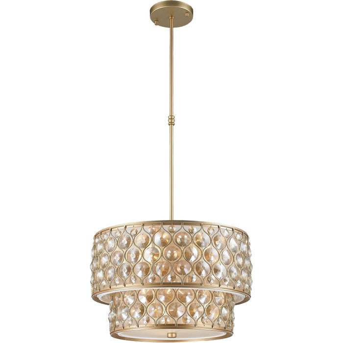 Paris Matte Gold Golden Teak Crystal 12 Light Pendant - Pendants