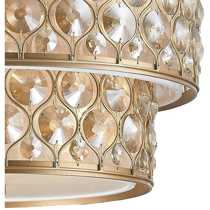 Paris Matte Gold Golden Teak Crystal 12 Light Pendant - Pendants