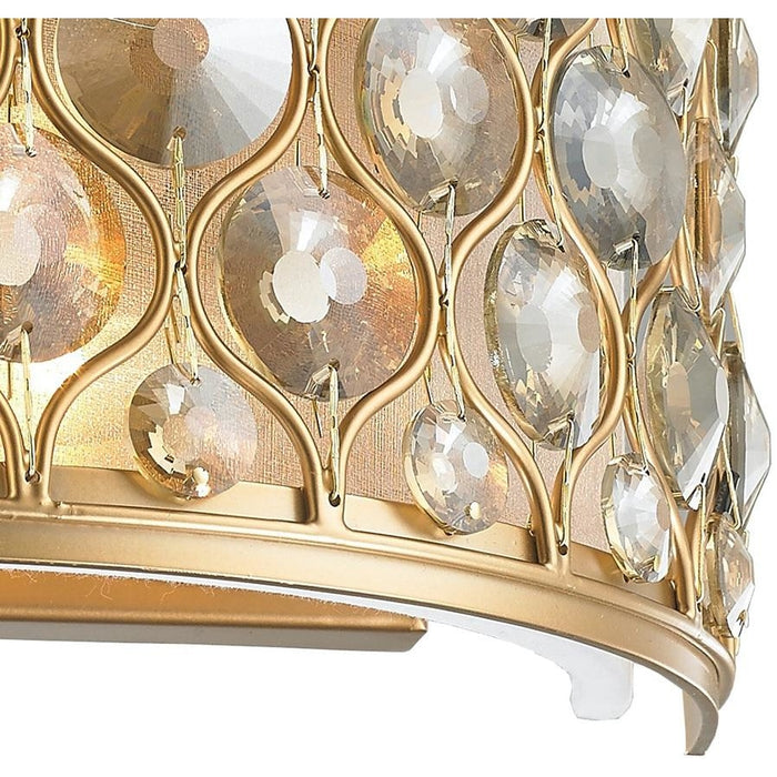 Paris Matte Gold Golden Teak Crystal 2 Light Wall Sconce - Wall Sconces
