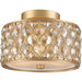 Paris Matte Gold Golden Teak Crystal 3 Light Flushmount - Flushmounts