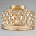 Paris Matte Gold Golden Teak Crystal 3 Light Flushmount - Flushmounts