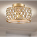 Paris Matte Gold Golden Teak Crystal 3 Light Flushmount - Flushmounts