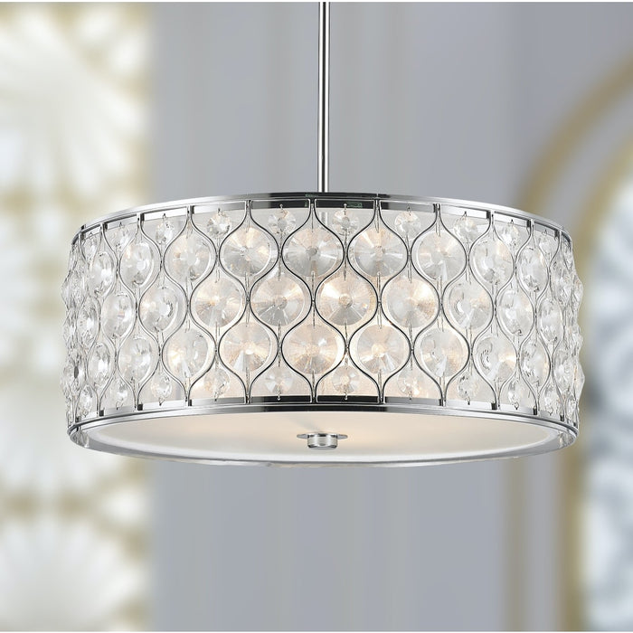 Paris Polished Chrome Clear Crystal 1 Light Pendant - Pendants