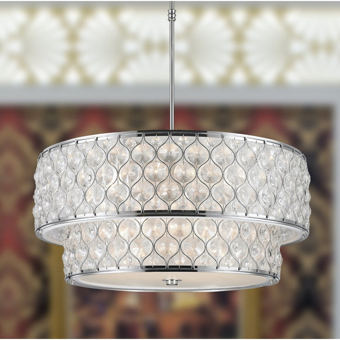 Paris Polished Chrome Clear Crystal 12 Light Pendant - Pendants