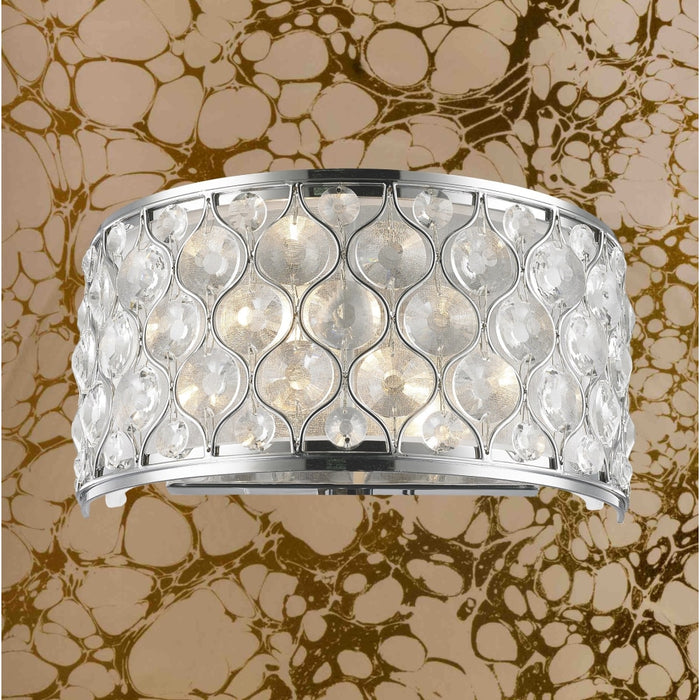 Paris Polished Chrome Clear Crystal 2 Light Wall Sconce - Wall Sconces