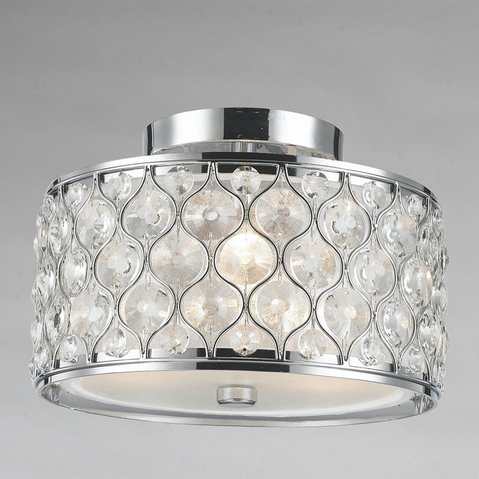 Paris Polished Chrome Clear Crystal 3 Light Flushmount - Flushmounts