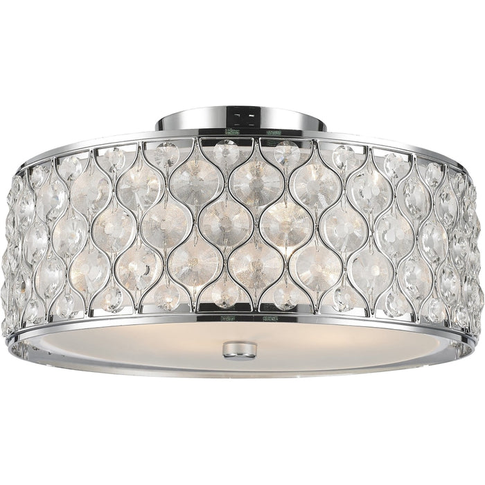 Paris Polished Chrome Clear Crystal 4 Light Flushmount - Flushmounts