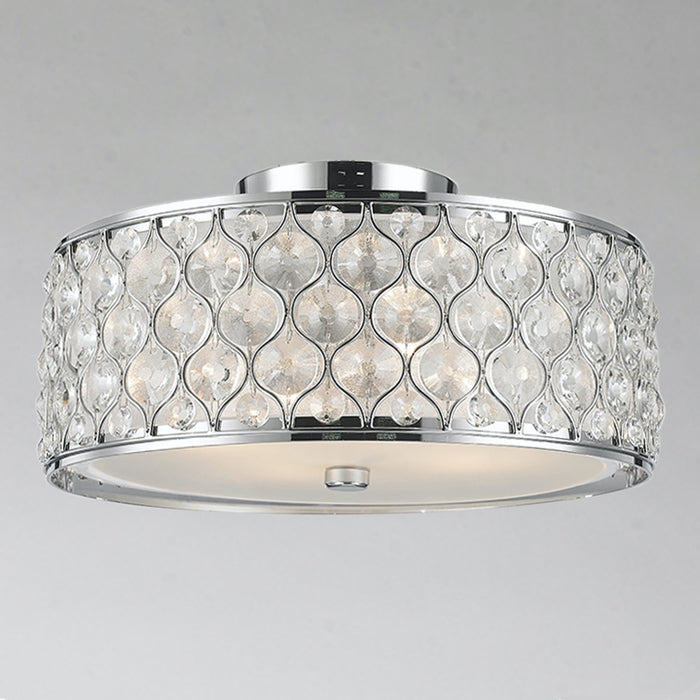 Paris Polished Chrome Clear Crystal 4 Light Flushmount - Flushmounts