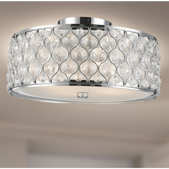 Paris Polished Chrome Clear Crystal 4 Light Flushmount - Flushmounts